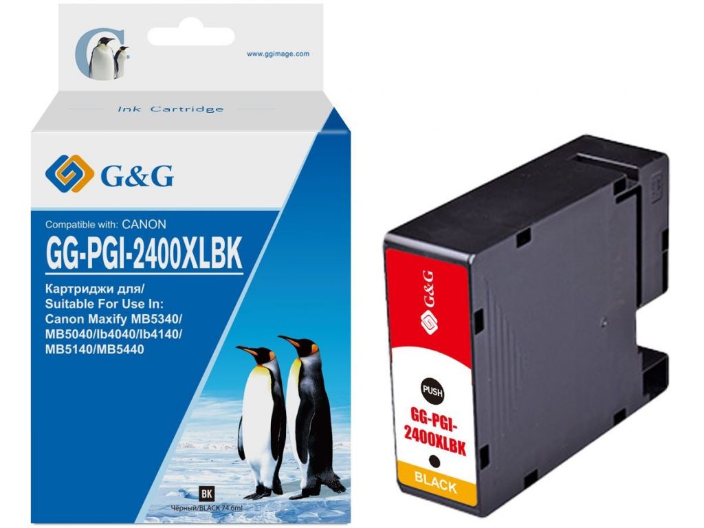 Картридж струйный G&G GG-PGI-2400XLBK PGI-2400XL BK черный (74.6мл) для Canon Maxify iB4040/МВ5040/МВ5340