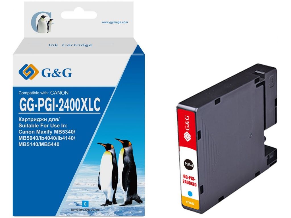Картридж струйный G&G GG-PGI-2400XLC PGI-2400XL C голубой (20.4мл) для Canon MAXIFY iB4040/ МВ5040/ МВ5340