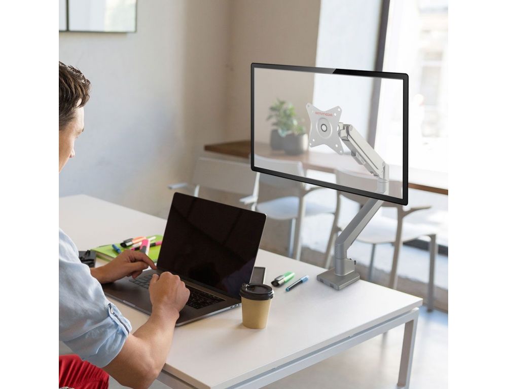 Кронштейн для мониторов Arm Media LCD-T35 серебристый 17"-34" макс.9кг настольный поворот и наклон верт.перемещ.