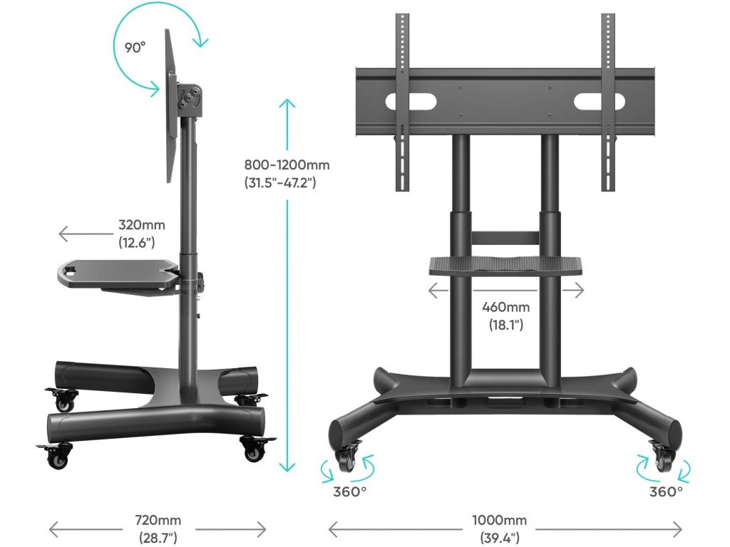 Подставка для телевизора Onkron TS1380 черный 50"-83" макс.74.5кг напольный мобильный