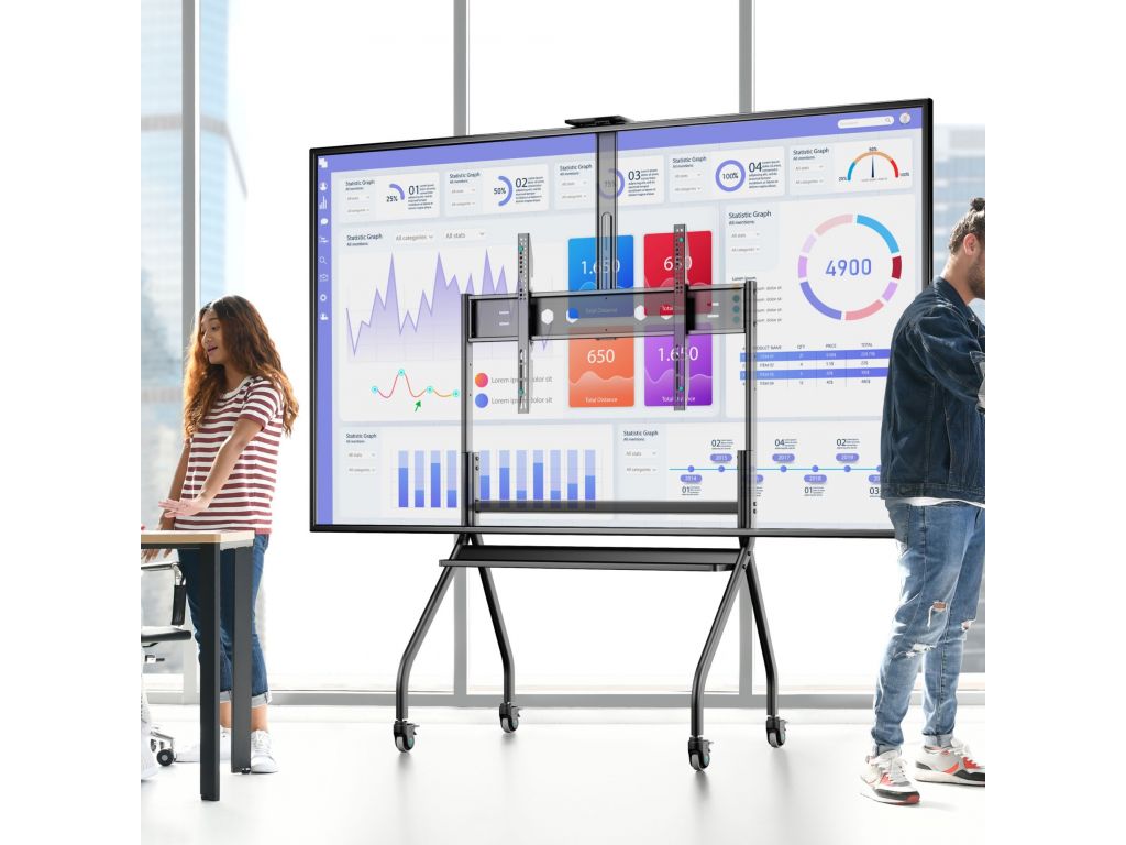 Подставка для телевизора Onkron TS2080 черный 60"-120" макс.150кг напольный мобильный