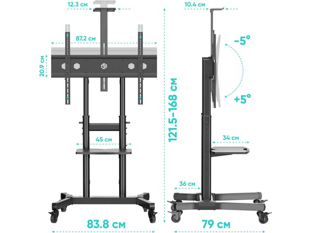 Подставка для телевизора Onkron TS1891 черный 50"-90" макс.100кг напольный мобильный