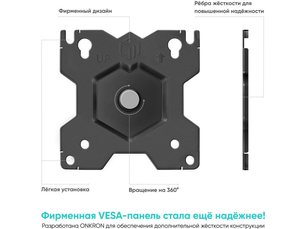 Кронштейн для мониторов Onkron D208E черный 13"-34" макс.16кг настольный поворот и наклон