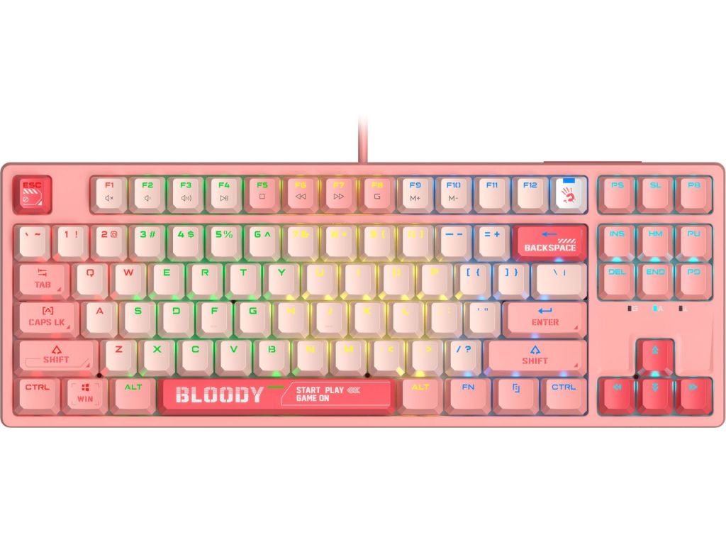 Клавиатура A4Tech Bloody S87 Energy Pink (Bloody BLMS Red Plus)