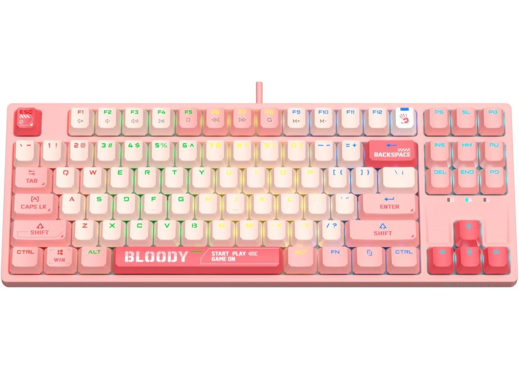 Клавиатура A4Tech Bloody S87 Energy Pink (Bloody BLMS Red Plus)