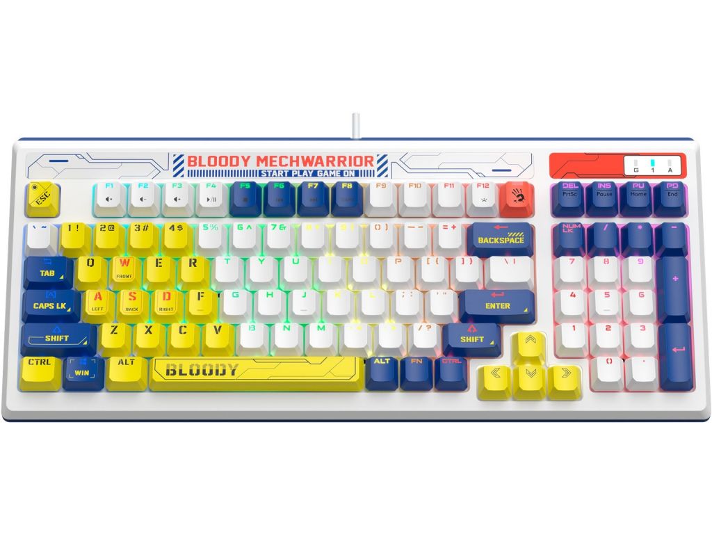 Клавиатура A4Tech Bloody B950 (белый/синий, Light Strike Libra Brown)