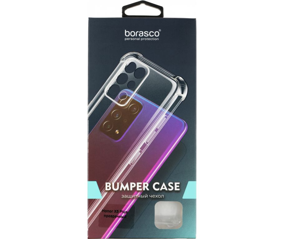 Чехол (клип-кейс) BoraSCO для Honor X5 Plus Bumper Case прозрачный (72471)