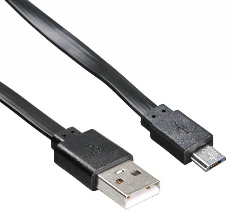 Кабель USB2.0 Buro USB A (m)/microUSB (m) 1м (BHP MICROUSB 1M FLAT) черный