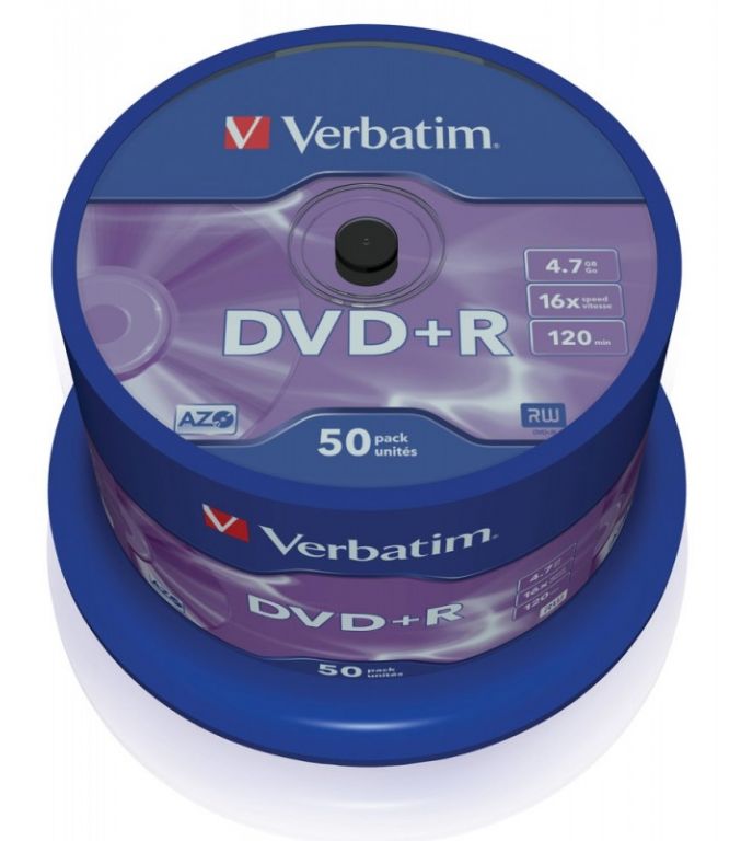 DVD+R диск Verbatim 4.7Gb 16x DLP Matt Silver по 50 шт. CakeBox 043550