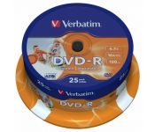 DVD-R  Verbatim Wide Inkjet Printable 4.7Gb 16x 43538 (CakeBox, 25 .)