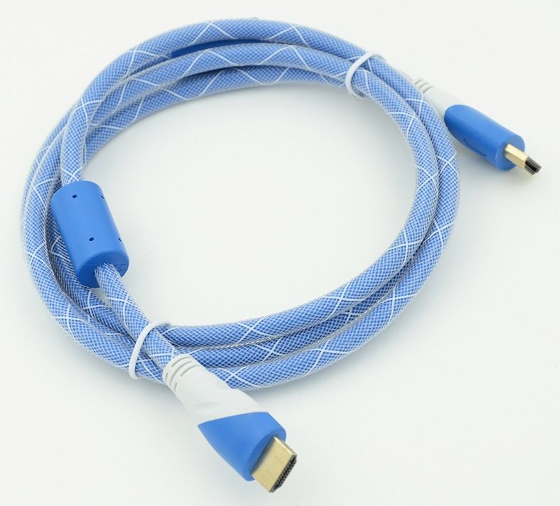Кабель HDMI Ver.1.4 Blue/white jack HDMI(19pin)/HDMI(19pin) (1.8м) феррит.кольца Позолоченные контакты