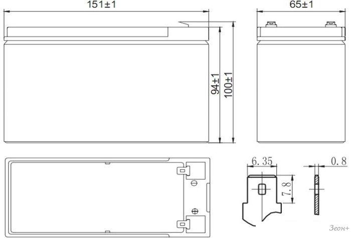 Аккумулятор для ИБП Delta HR 12-28W (12В/7 А·ч)