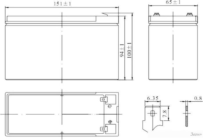 Аккумулятор для ИБП Delta HRL 12-7.2 (12В/7.2 А·ч)