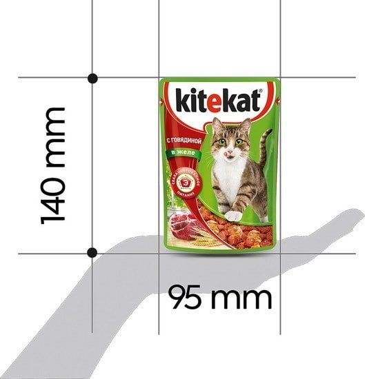 Корм для кошек Kitekat с говядиной в желе 0.085 кг