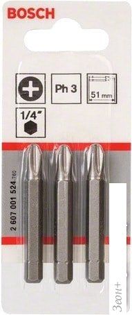 Набор бит Bosch 2607001524 (3 предмета)