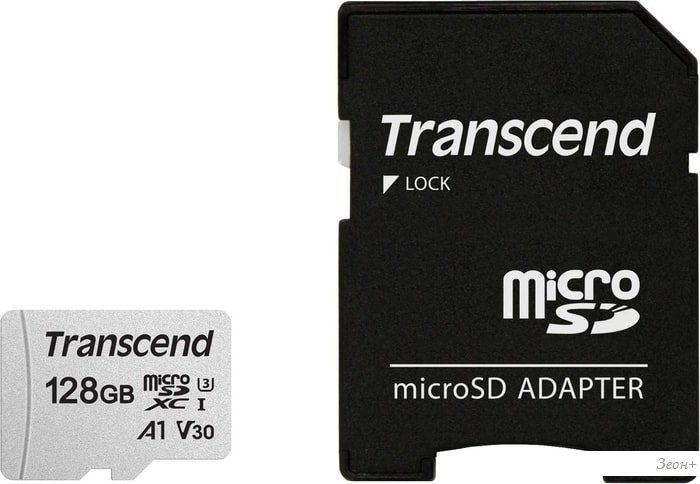 Карта памяти Transcend microSDXC 300S 128GB + адаптер