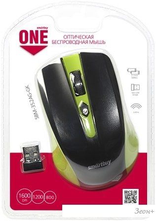 Мышь SmartBuy One 352AG (черный/зеленый)