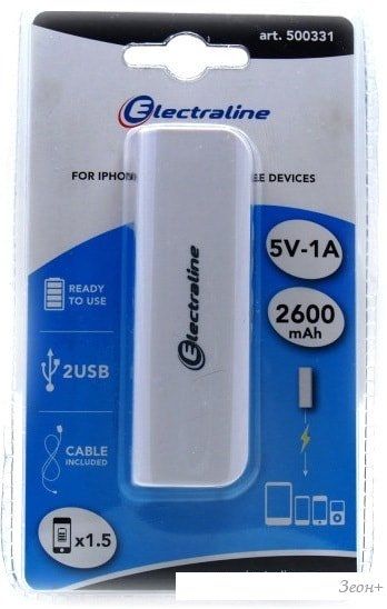 Портативное зарядное устройство Electraline 500331 2600mAh (белый)