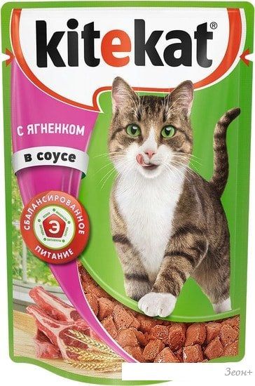 Корм для кошек Kitekat с ягненком в соусе 0.085 кг