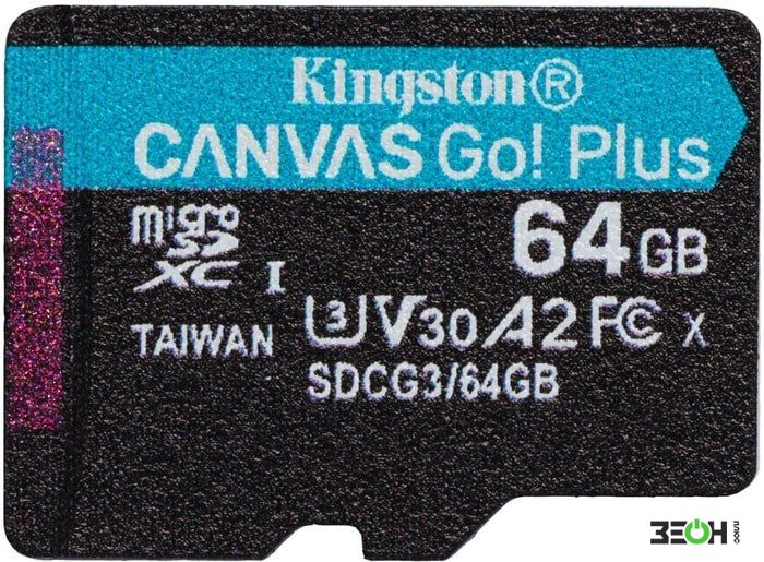 Карта памяти Kingston Canvas Go! Plus microSDXC 64GB [SDCG3/64GBSP] купить в Гомеле. Цена, фото, характеристики в интернет-магазине ZEON