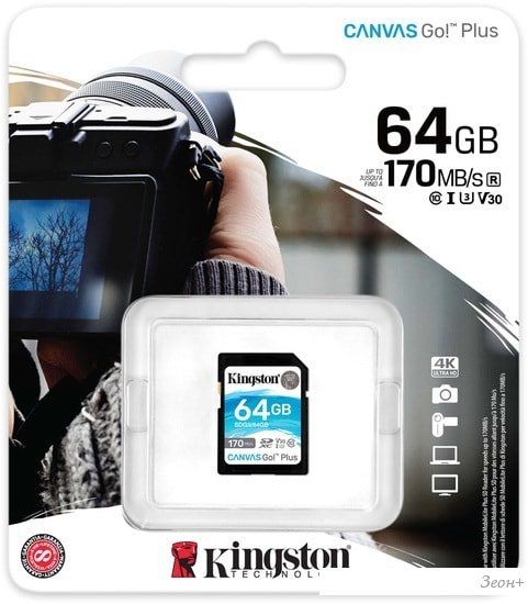 Карта памяти Kingston Canvas Go! Plus SDXC 64GB
