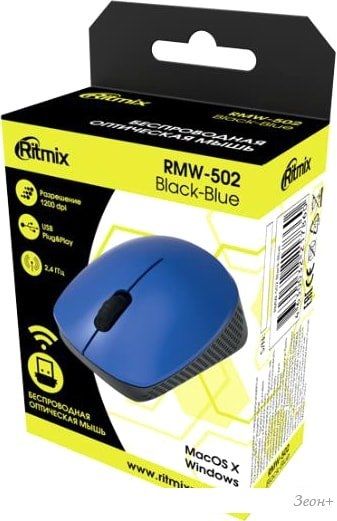 Мышь Ritmix RMW-502 (синий/черный)