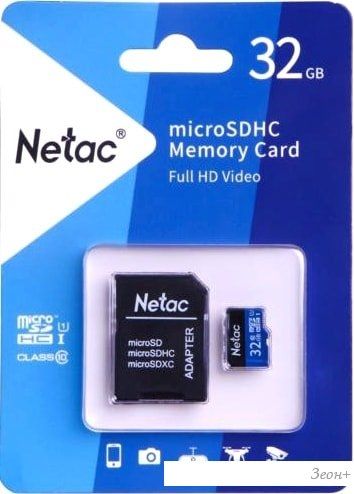 Карта памяти Netac P500 Standard 32GB NT02P500STN-032G-R + адаптер