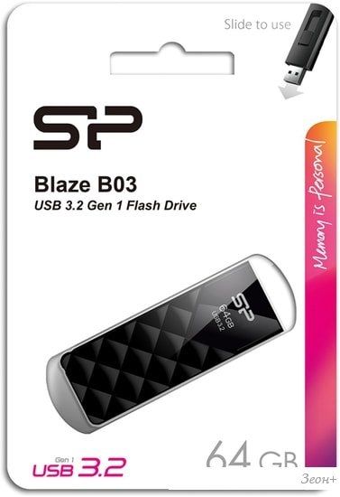 USB Flash Silicon-Power Blaze B03 64GB (черный)