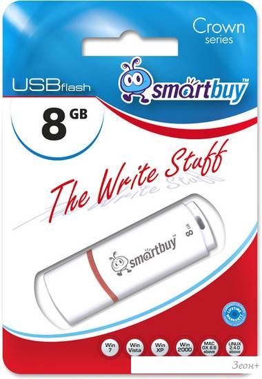 USB Flash Smart Buy Crown 8Gb White (SB8GBCRW-W)