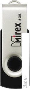 USB Flash Mirex SWIVEL RUBBER BLACK 8GB (13600-FMURUS08)
