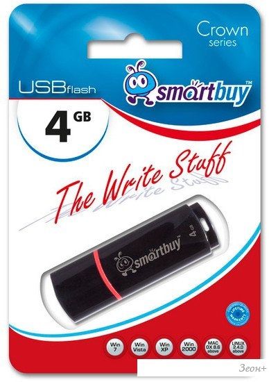 USB Flash Smart Buy Crown Black 4GB (SB4GBCRW-K)