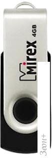 USB Flash Mirex SWIVEL RUBBER BLACK 4GB (13600-FMURUS04)