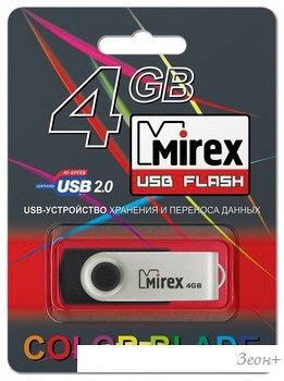 USB Flash Mirex SWIVEL RUBBER BLACK 4GB (13600-FMURUS04)
