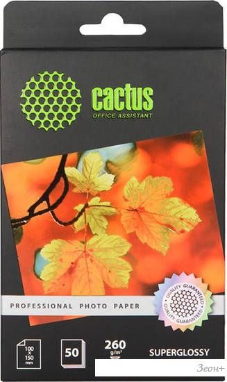 Фотобумага CACTUS Суперглянцевая A6 260 г/кв.м. 50 листов (CS-HGA626050)