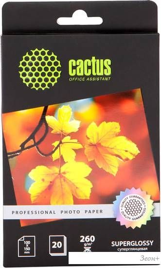 Фотобумага CACTUS Суперглянцевая A6 260 г/кв.м. 20 листов (CS-HGA626020)