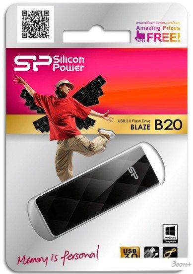 USB Flash Silicon-Power Blaze B20 Black 128GB (SP128GBUF3B20V1K)