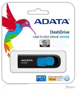 USB Flash A-Data DashDrive UV128 Black/Blue 128GB (AUV128-128G-RBE)