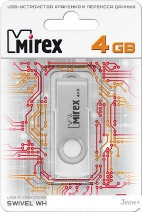 USB Flash Mirex SWIVEL WHITE 4GB (13600-FMUSWT04)