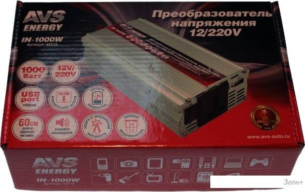 Автомобильный инвертор AVS 12/220V IN-1000W