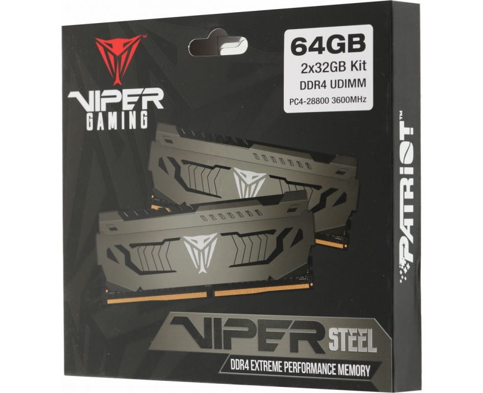 Оперативная память Patriot Viper Steel 2x32GB DDR4 PC4-28800 PVS464G360C8K