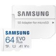 Карта памяти Samsung EVO Plus 2021 microSDXC 64GB (с адаптером)