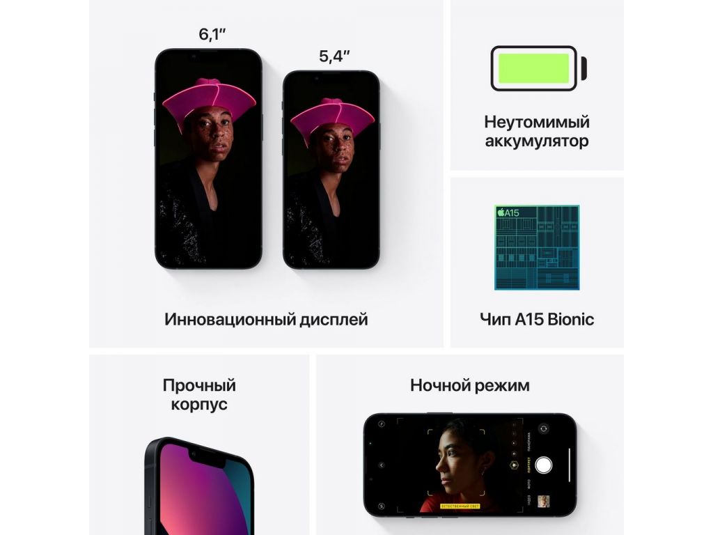Смартфон Apple iPhone 13 128GB (темная ночь)