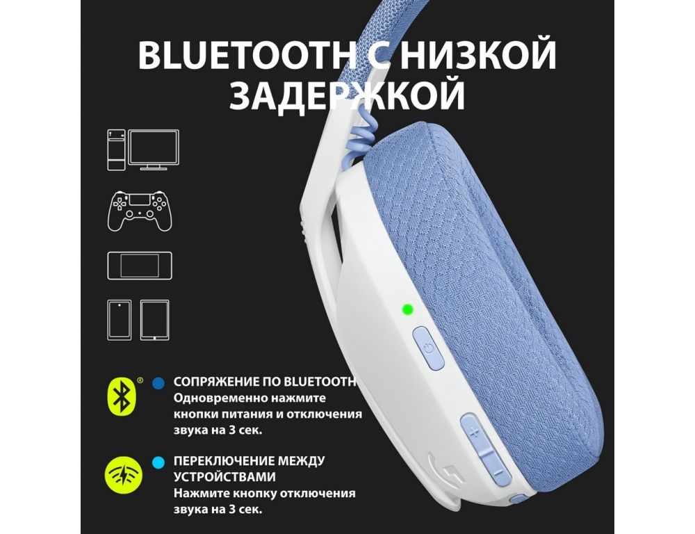 Наушники Logitech G435 Lightspeed (белый/сиреневый)
