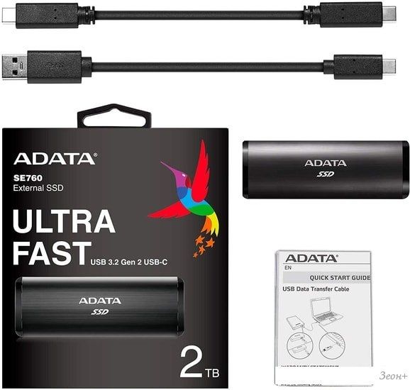 Внешний накопитель A-Data SE760 2TB ASE760-2TU32G2-CBK (черный)