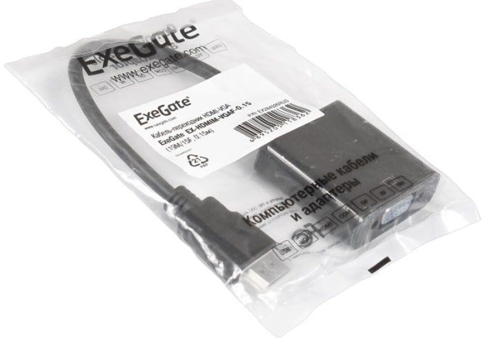 Адаптер ExeGate HDMI - VGA EX-HDMIM-VGAF-0.15 (0.15 м, черный)