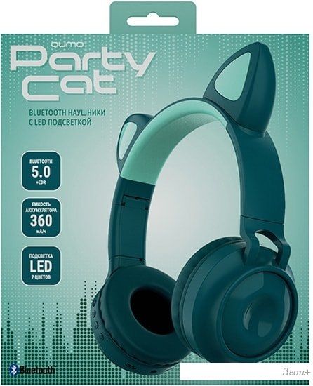Наушники QUMO Party Cat 32302 (бирюзовый)