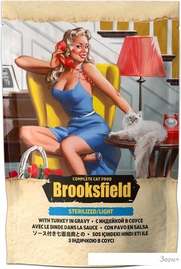 Консервированный корм для кошек Brooksfield Light/Sterilized индейка в соусе 85 г