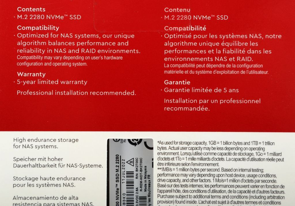 SSD WD Red SN700 2TB WDS200T1R0C