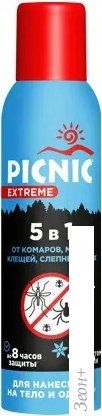 Аэрозоль от насекомых Picnic Extreme с ароматом ванили 5 в 1 150мл
