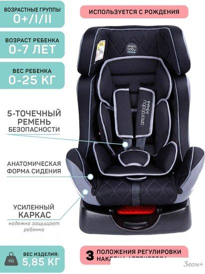 Детское автокресло Amarobaby Professional (черный/серый)